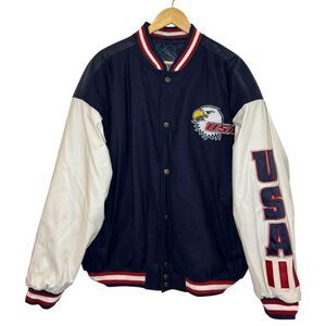 Vintage Steve & Barry’s USA Eagle Wool and Leather Bomber Jacket